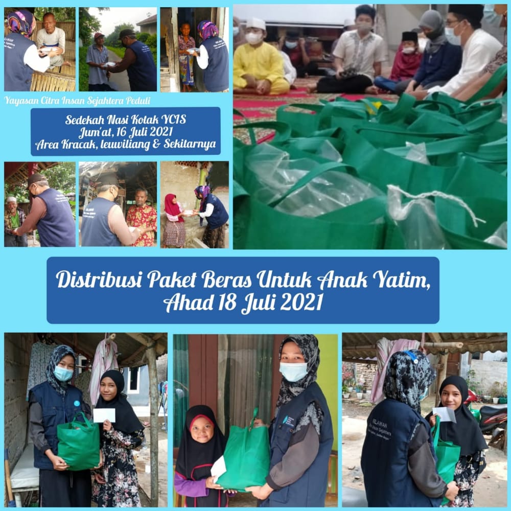 distribusi paket beras untuk yatim dan nasi kotak 18 juli 2021