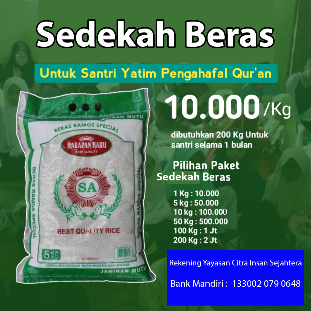 Sedekah beras untuk santri yatim penghafal Al quran