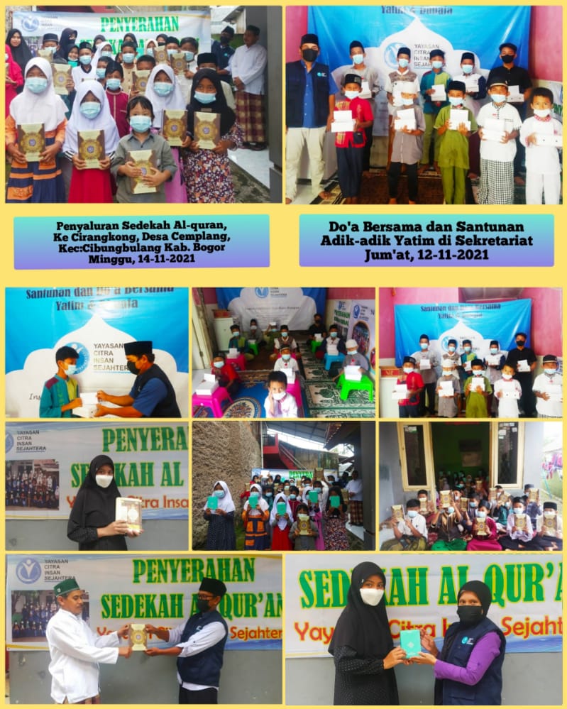 Sedekah Al Qur'an serta Santunan dan Do’a Bersama yatim 12 November 2021
