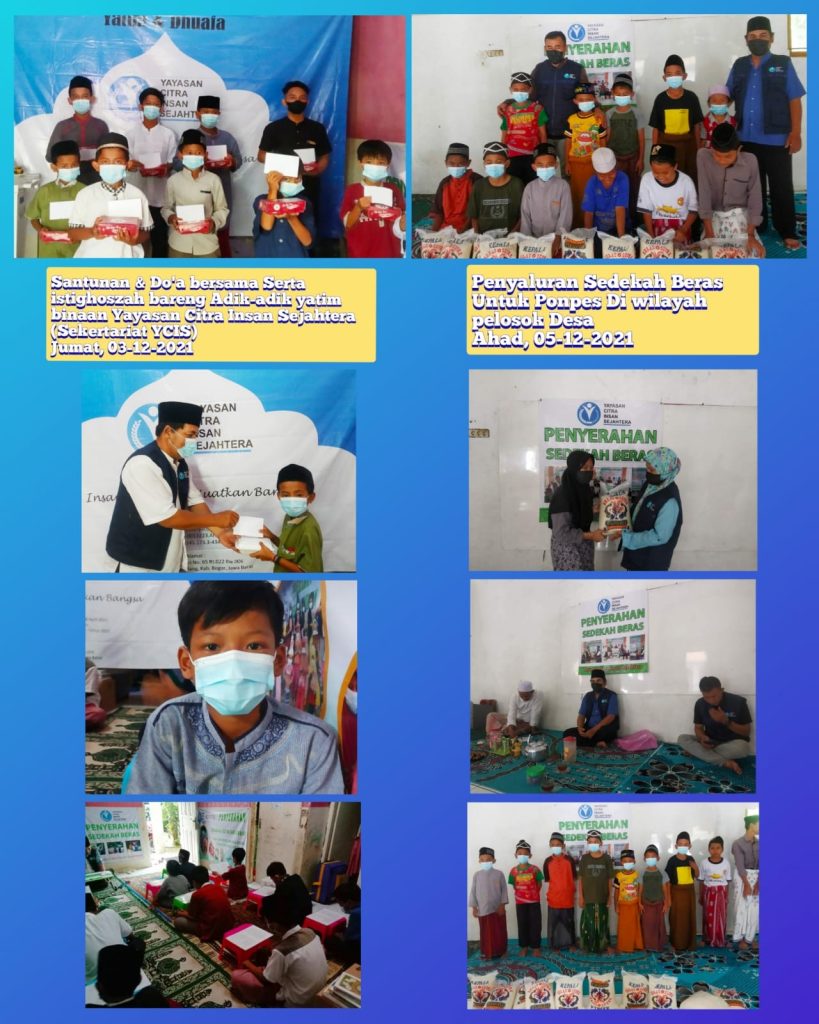 Kegiatan Sedekah Beras serta Santunan dan Do’a Bersama yatim 3 Desember 2021 Yayasan Citra Insan Sejahtera